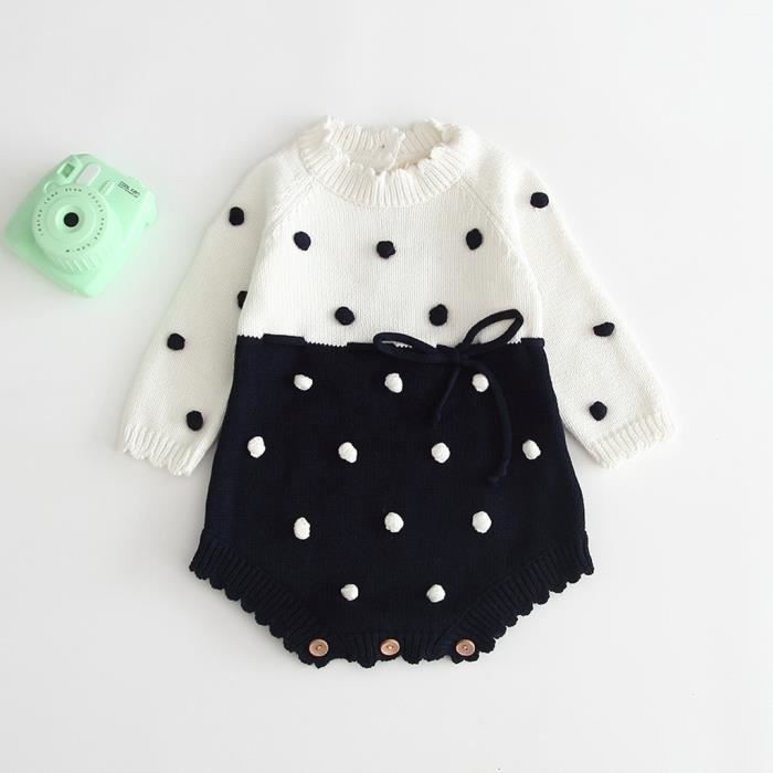 Tout Petit Bebe Filles Chaud Pull Fronce Barboteuse Tricot Crochet Vetements De Body Noir Noir Cdiscount Pret A Porter