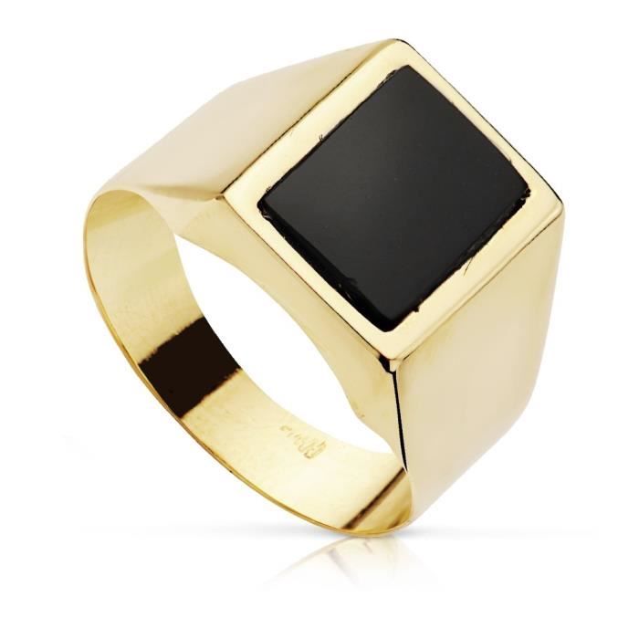 Chevalière - AC0176 - Or Jaune 18k - Onyx Noir - Taille 67 - 10x8mm