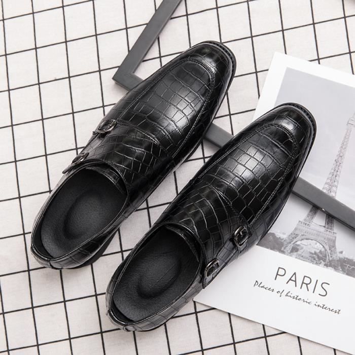 Chaussures Richelieu homme en cuir noir MR Talons bas pour