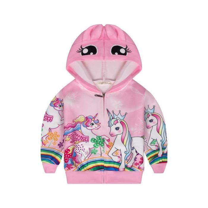 Vestes Manteau Chemise zippee Licorne Fille enfant Rose Cdiscount Pret a Porter