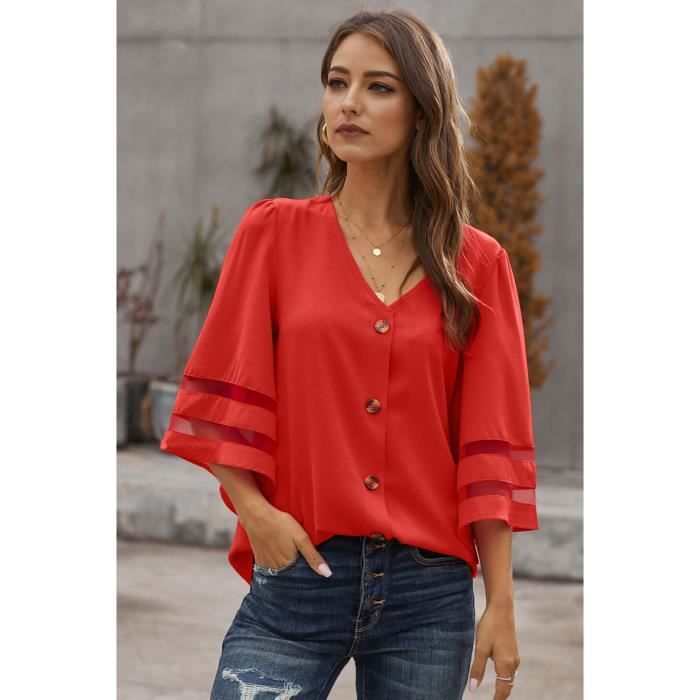 Hkdjaess Chemisiers Et Blouses Femme Coton Et Lin Respirant Ete