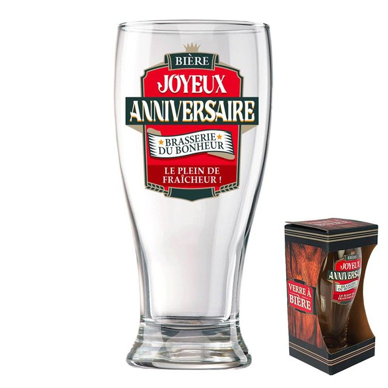 VERRE À BIÈRE JOYEUX ANNIVERSAIRE