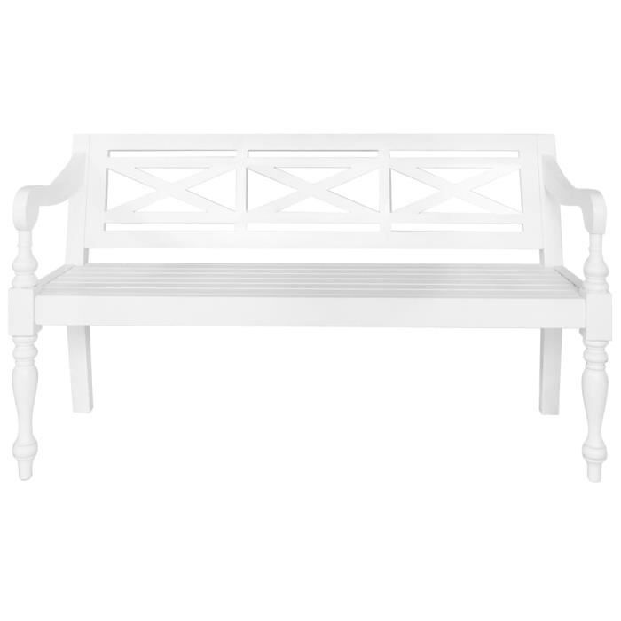 omabeta bancs coffres - banc batavia 123 cm bois d'acajou massif blanc - meubles haut de gamme - m03301