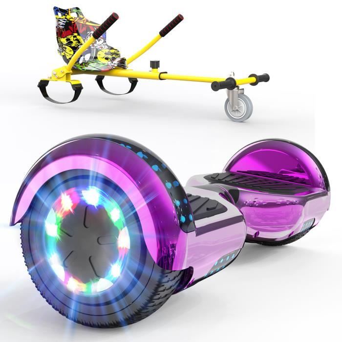 Hoverboard RCB 6.5 Pouces Bluetooth LED Rose avec Karting Ajustable - Pour Adultes et Enfants