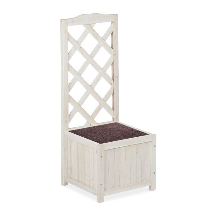 Jardini/ère lierre rectangulaire en bois avec treillage droit