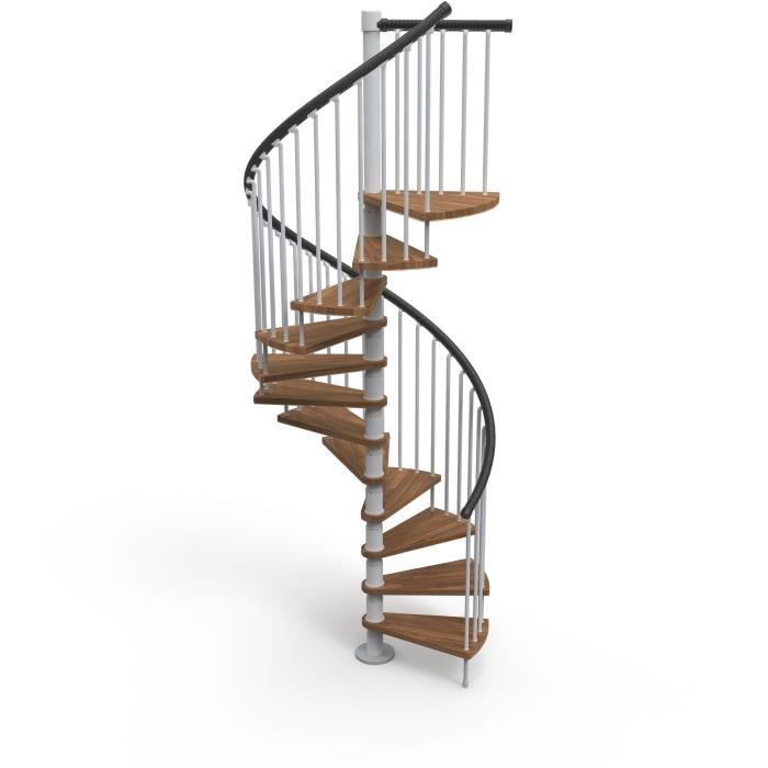 escalier colimacon 12 marches palier diametre 120cm structure metal et marches en bois massif noyer gamia wood misterstep cdiscount bricolage