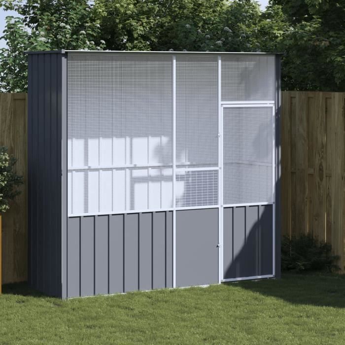 Meilleurs prix pour Cage à oiseaux anthracite 215x78x200 cm acier galvanisé - SALUTUYA - BD4323