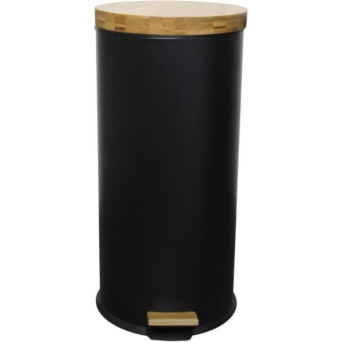 Poubelle Bois De Cuisine À Pédale 30L Naturel Forest En Acier Inox