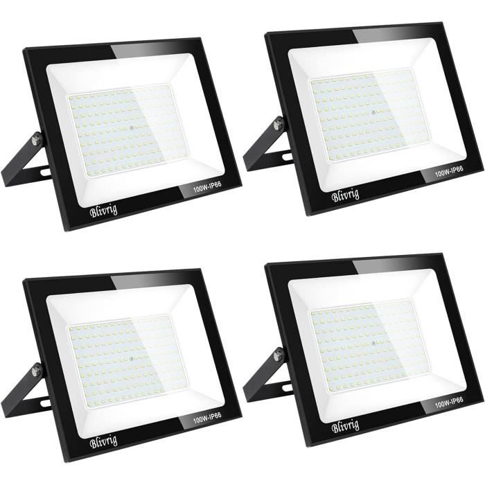 Viugreum 100W Projecteur LED Extérieur avec Prise,Spot LED Puissant 10000LM Étanchéité IP65, Blanc Froid 6500K, Éclairage de sécurité pour Patio Jardin Terrasse Garage Cour