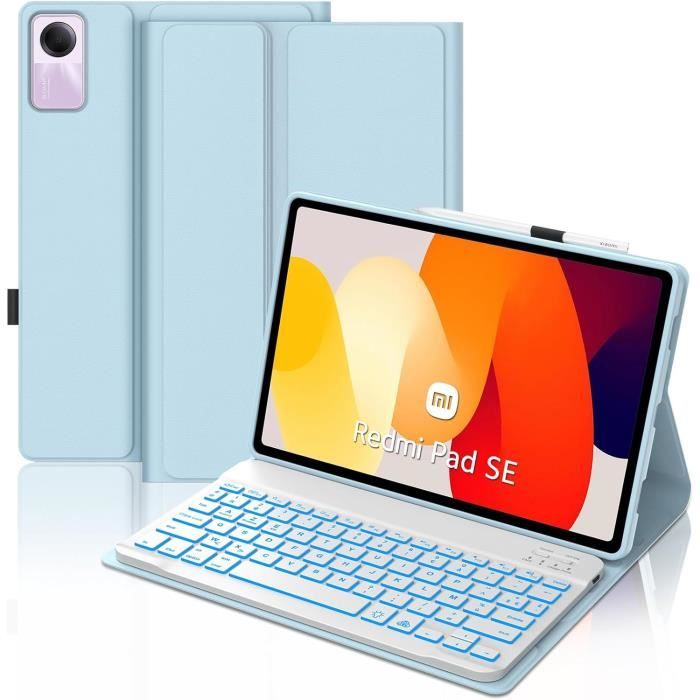 Bueuwe - Étui Clavier Rétroéclairé Pour Redmi Pad 2 2025, Magnétique Détachable, 7 Couleurs, Violet
