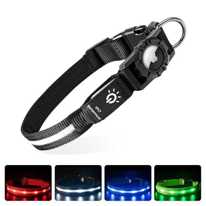 Meilleurs prix pour Collier Chien Lumineux Rechargeable et Etanche, LED Clignotant Collier de Sécurité pour Petits-Moyens-Gros Chiens - Noir, S 30-39CM