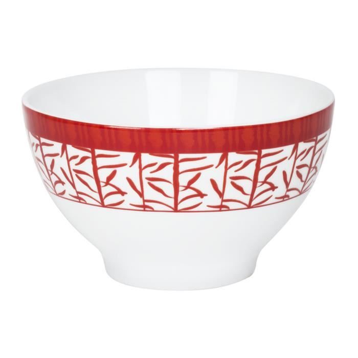 TABLE PASSION - BOL 13 CM PORCELAINE DECOR MADRAS ROUGE ...