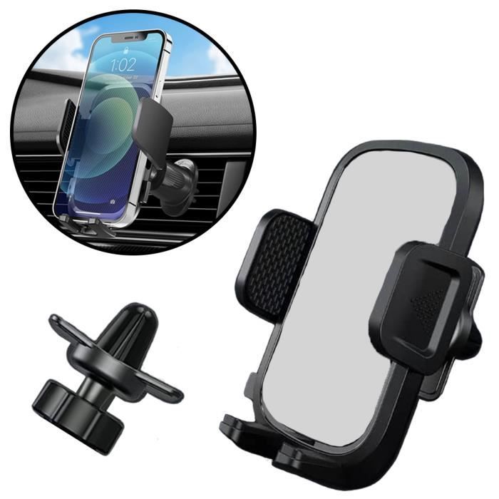Support Téléphone Voiture Magnétique Universel - Fixation Prise D'air Type L, Rotation 360°, Aimant Puissant, Couleur Noir