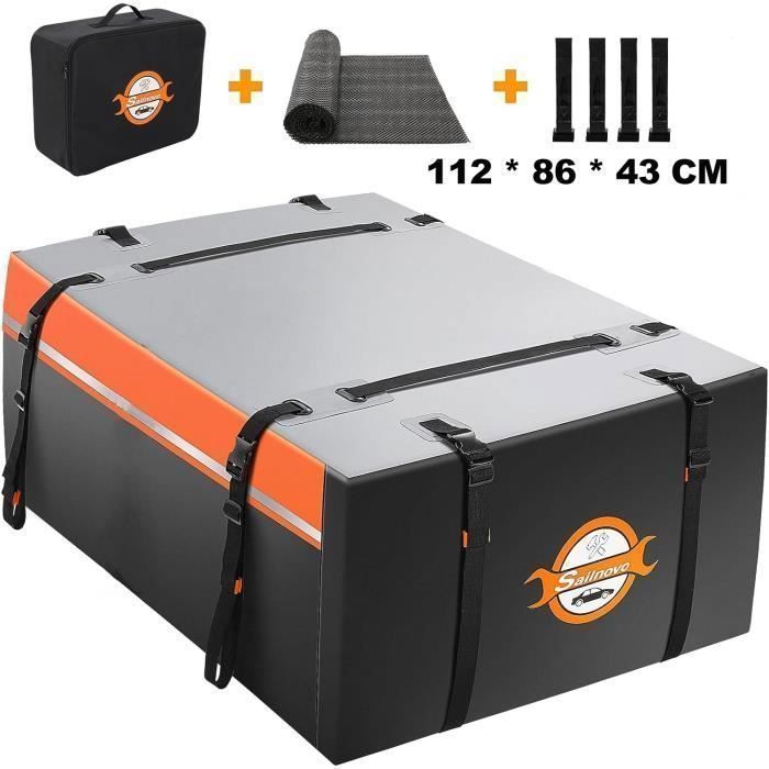 Coffre de toit 425 Litres 500D PVC Pliable -Sac De Toit Voiture Imperméable Pour toutes les voitures avec ou sans galerie de toit