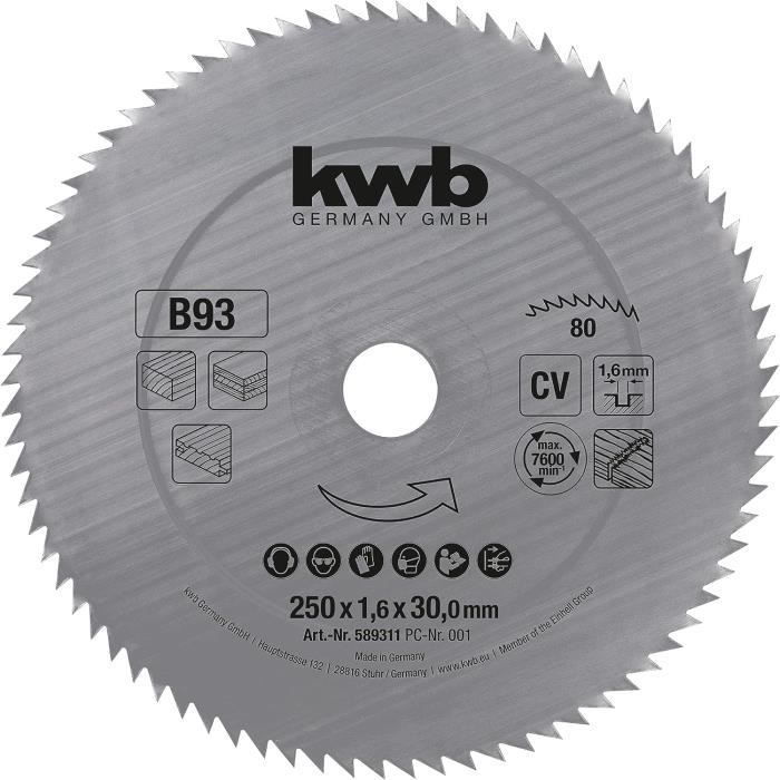 KWB By Einhell Lame De Scie Circulaire En Carbure, 184X16mm, 22 Dents