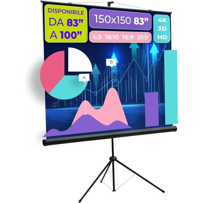 VISULAPEX 80Écran Videoprojecteur avec Trépied, 4K HD 16