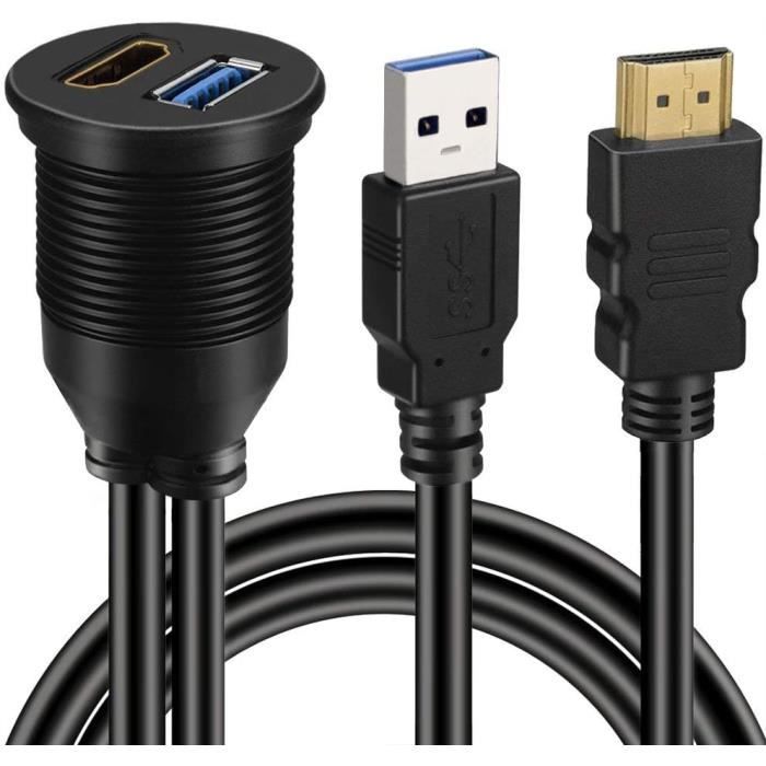QIANRENON Double USB C Fileté Encastré Montage Voiture étanche Câble 2 USB 3.0 Mâle à 2 USB C Femelle Panneau Montage Rallonge Câble, pour Voiture Bateaux Camion Moto, 1m/3.3ft QIANRENON Double USB C Fileté Encastré Montage Voiture étanche Câble 2 USB 3.0 Mâle à 2 USB C Femelle Panneau Montage Rallonge Câble, pour Voiture Bateaux Camion Moto, 1m/3.3ft