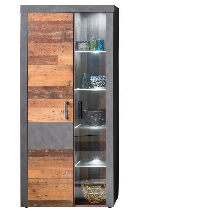 Armoire moderne élégante et pratique avec éclairage - TRENDTEAM - 2 portes - Brun - 34 cm - Battante