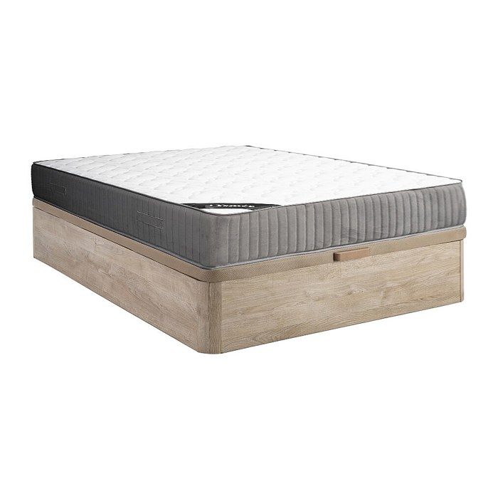 Ensemble 140 x 190 cm sommier coffre naturel clair + matelas mousse HR et accueil latex ép.30cm - MALINO de YSMÉE