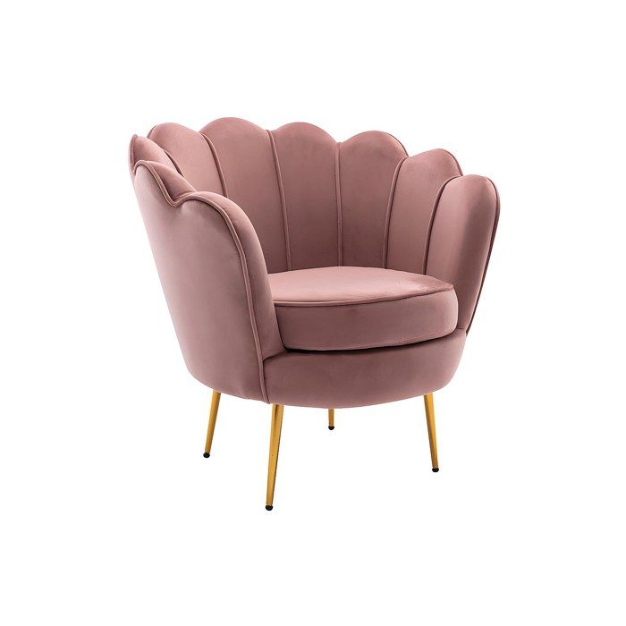 Fauteuil coquillage en velours rose DANDELION