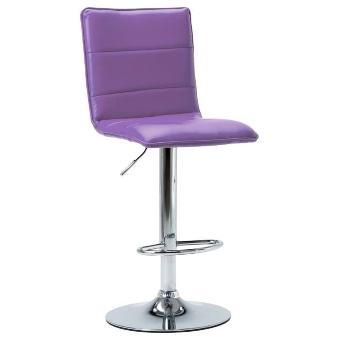chaise de bar - vidaxl - violet - similicuir - pieds et structure en métal - réglable en hauteur