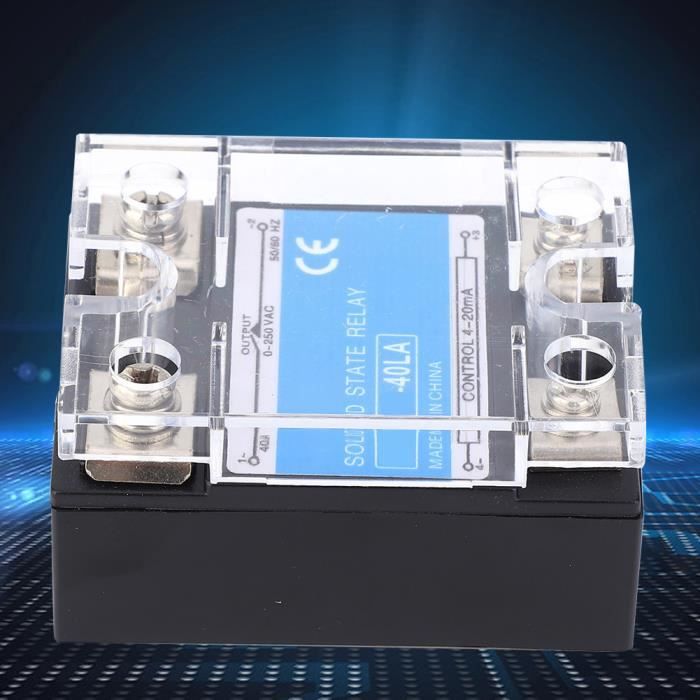 Relais Statique 40A DC 0-10V AC 0-250V - Plaque Aluminium Ignifuge - Pour équipements électriques - 7