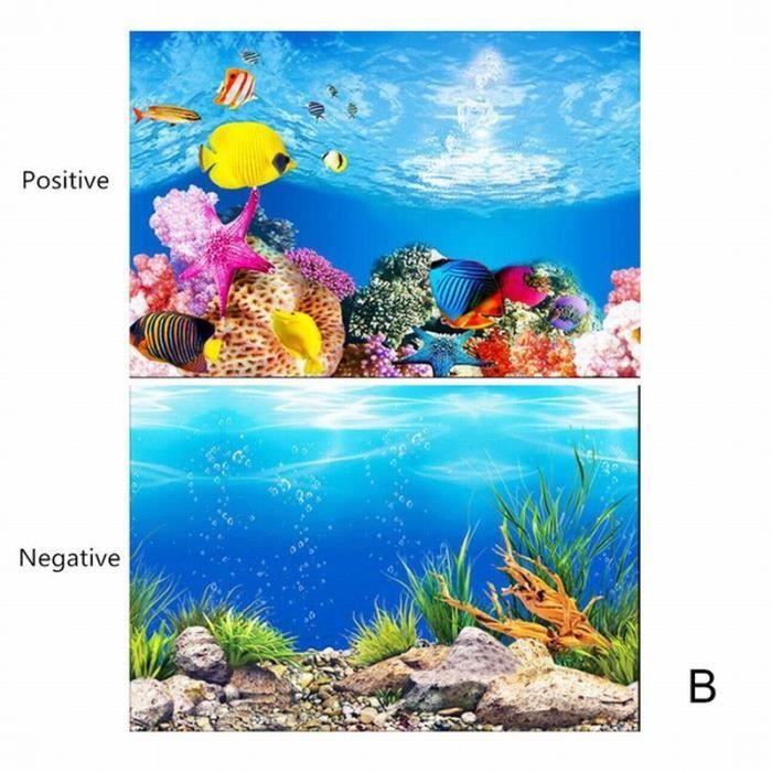Meilleurs prix pour Décoration d'aquarium - Autocollant 3D de fond d'aquarium - Paysage océanique - 40x50cm