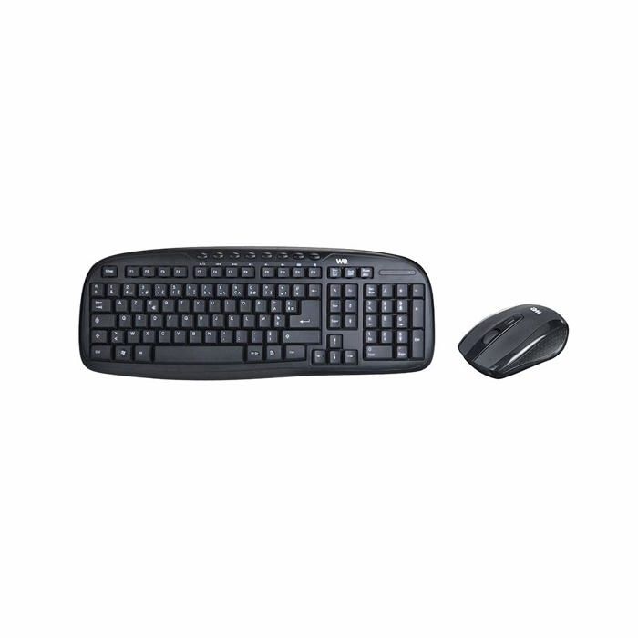 Kit clavier et souris sans fil – WE – Noir – Ergonomique – 8 touches multimédias – Fonction sommeil