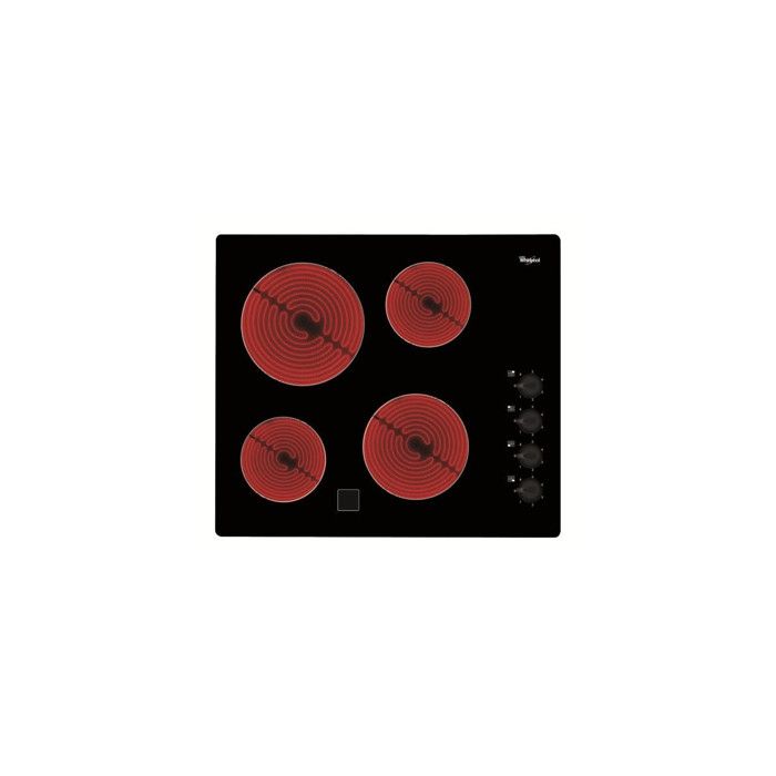WHIRLPOOL Plaque de Cuisson Vitrocéramique 4 Foyers 6 niveaux de puissance