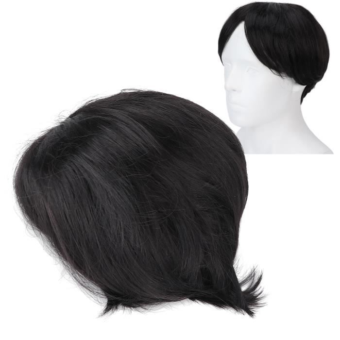 Perruques courtes noires pour hommes finement taill es