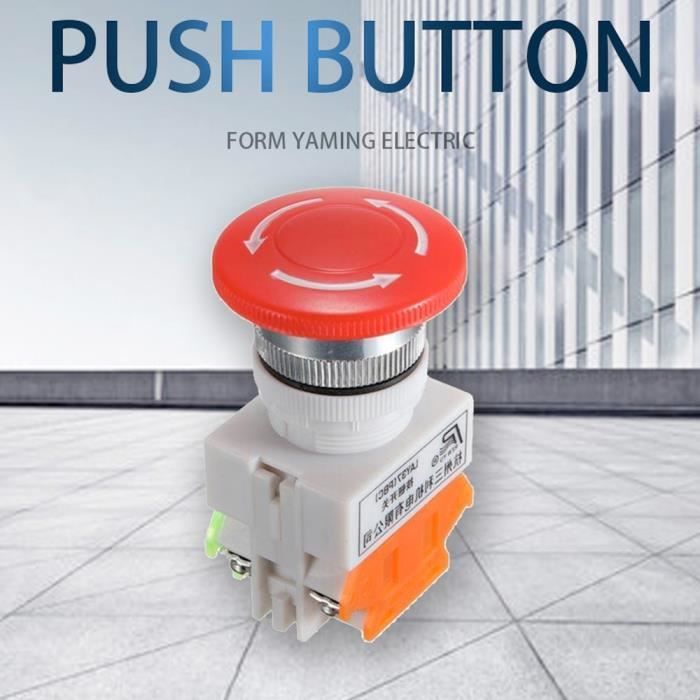 Interrupteur D'arrêt D'urgence Bouton Champignon Rouge – 660V 10A DPST, Pour Circuits Automatiques, Plastique/métal - 2