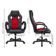 AKALNNY Fauteuil Gamer Ergonomique Chaise de Bureau Design Rembourré Hauteur Réglable 110-120cm Noir et rouge-1
