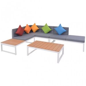 Salon Bas De Jardin Aluminium Blanc Achat Vente Salon Bas De