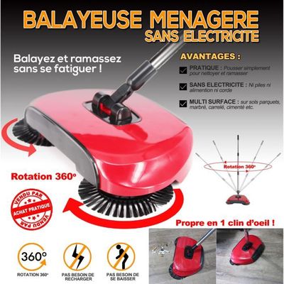 Balayeuse nettoyage ménager| Balai Aspirateur multi-fonctions sans électricité | Balai mécanique 114x35cm