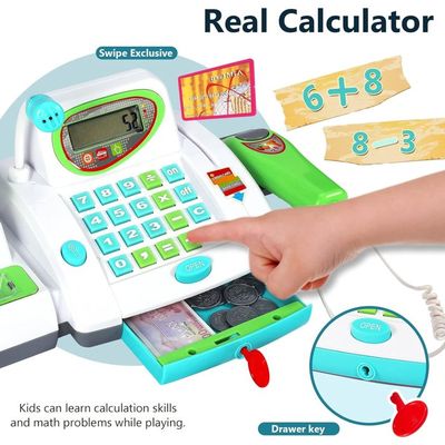 Caisse Enregistreuse Jouet éducative - Avec Scanner, Calculatrice Et Microphone