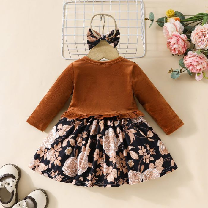 Ensemble Bébé Fille 2 Pièces Puseky - Robe Sans Manches + Cardigan Manches Longues - Imprimé Fleuri