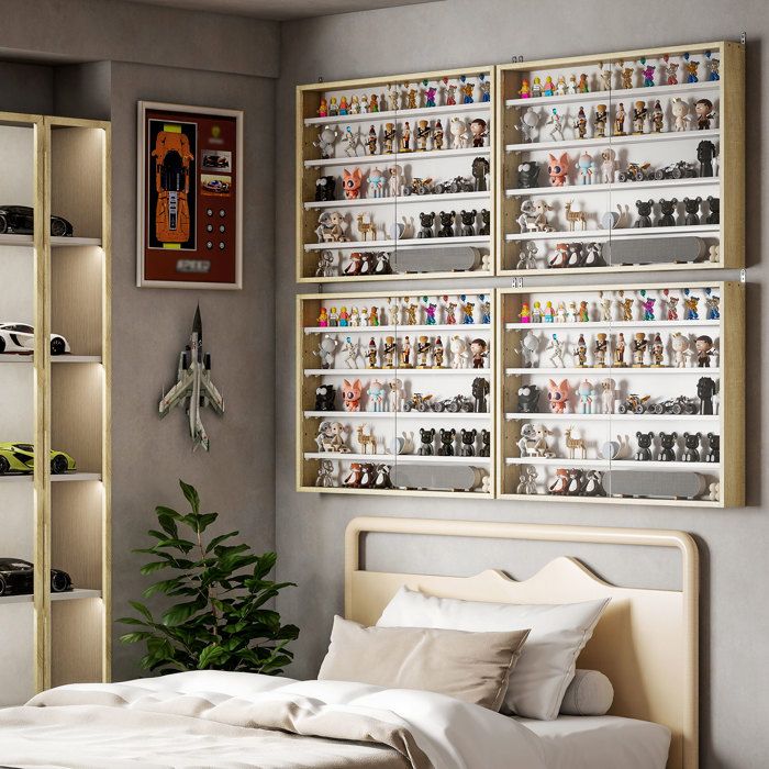 HOMCOM Vitrine Murale étagère - 5 étagères Réglables - 2 Portes Coulissantes Verre Panneaux Blanc