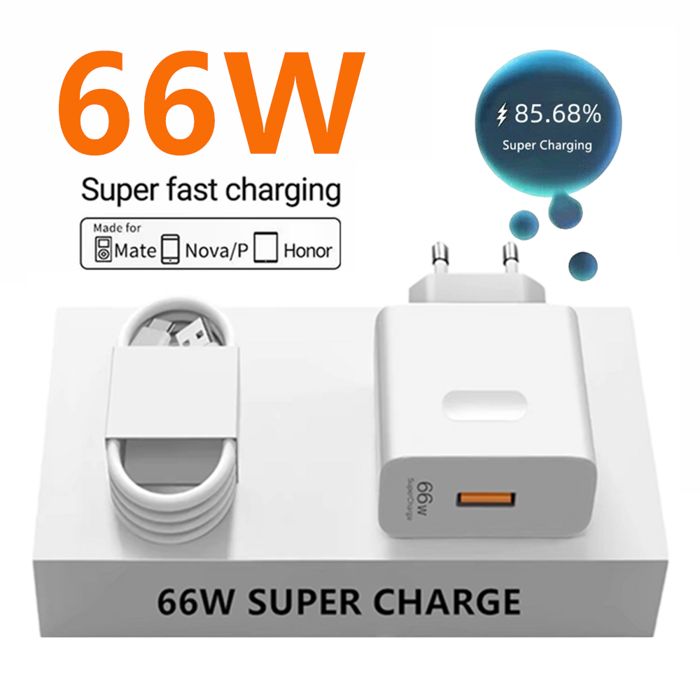 Chargeur Rapide 66W SuperCharge Pour Huawei Honor Avec Câble USB C 6A - Compatible Pura 70, Mate 60, Magic6