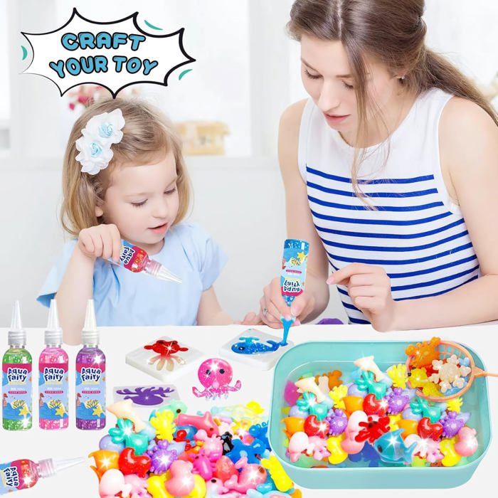 Joellfuner Magic Water Elf, Diy Jouets D'eau Éducatif avec 18 Couleurs et 16 Formes, Gels Magiques 3D Créatifs Phosphorescent, Aqua Gelz Set Cadeau, Water Elf Toy Kit à La Main Pour 3