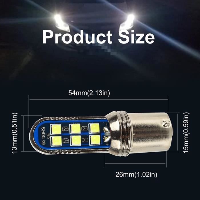 Ampoules LED BA21D Ruiandsion - Ambre, 6V, 1200 Lumens, 66 SMD Avec Lentille - Pour Phare De Moto (lot De 2)