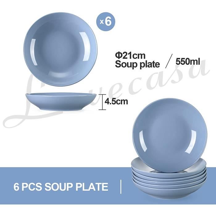 Lot 12 assiettes plates en porcelaine, 26 cm, ‎Multicolor Bleu, Assiette  Couleur Pure - LOVECASA, Série Sweet - Cdiscount Maison