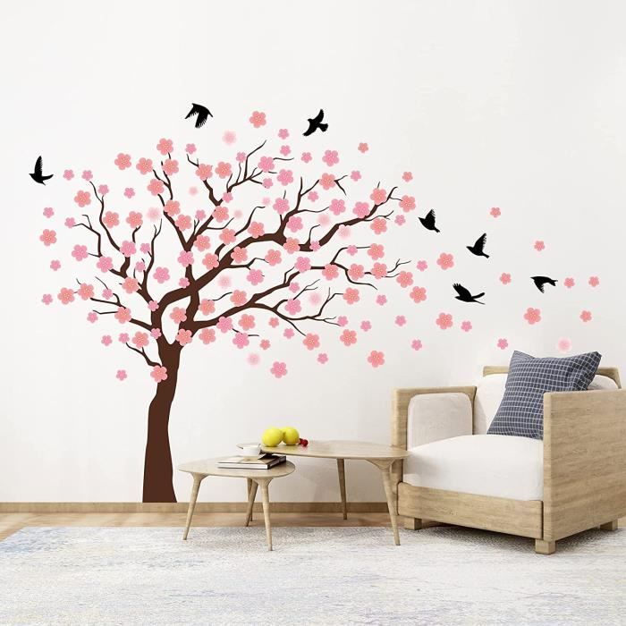 Sticker Branche de Cerisier avec Colibri (2 couleurs)