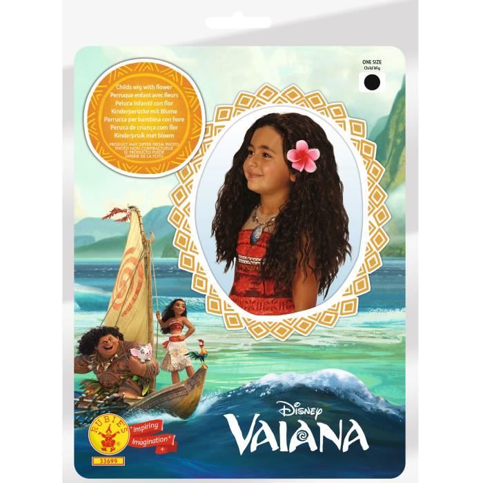Perruque Disney Vaiana Deguisement enfant avec fleurs cheveux bruns longs Cdiscount Jeux Jouets