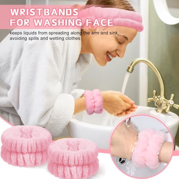 Set Bandeau Et Bracelets De Lavage De Visage - En Microfibre Absorbante, élastique - Pour Skincare, Maquillage, Sport