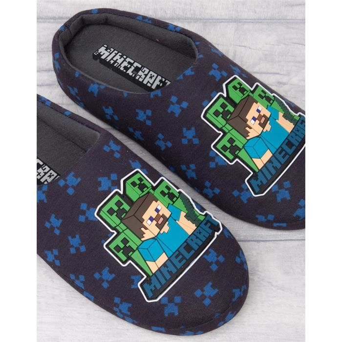 Minecraft - Chaussons - Garçon Bleu marine - Cdiscount Chaussures