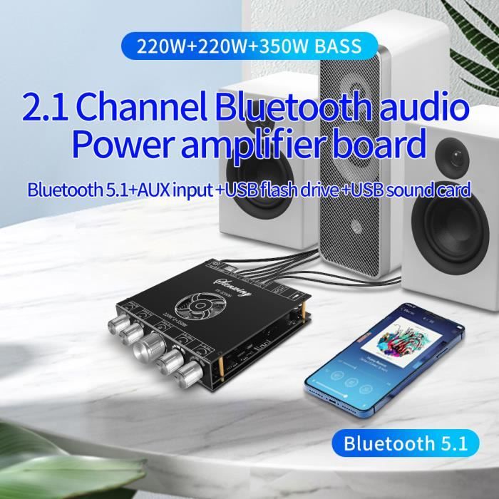 Amplificateur Audio Stéréo Bluetooth 5.0 - Carte Ampli 2x50W, Entrée AUX/Bluetooth - Alimentation 5-27V - Pour Enceintes 4-8 Ohms
