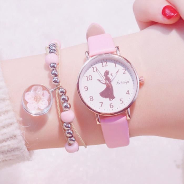 Coffret Cadeau Montre Fille Jeune Ado - Bracelet Femme + Montre à quartz -  Cadeau Fête Anniversaire Noël , Tendance-Chic-Classique - Achat/vente  montre Mixte Adulte-Enfant Rose Acier Neuf - Cdiscount