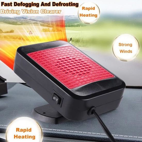 Chauffage Voiture 12V 200W – Dégivrage Et Désembuage Rapide, Rotatif 360°, Prise Allume-cigare