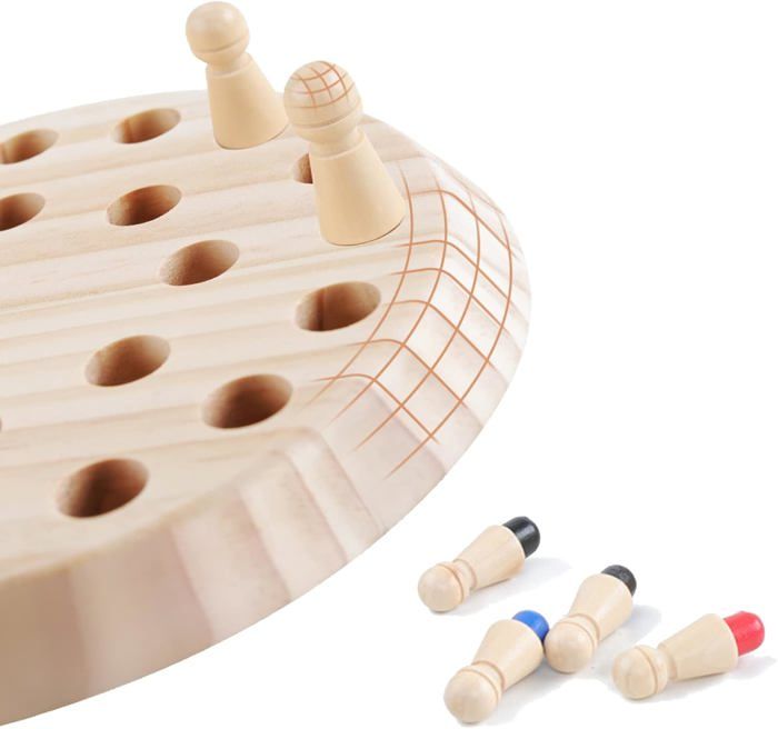 Jeu De Mémoire En Bois Montessori - Memory Chess Avec Dés - Jeu Éducatif 3 Ans Et Plus - Apprentissage Couleurs