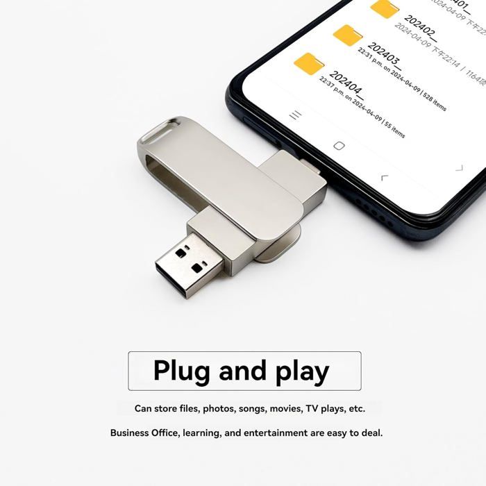 Clé USB 3.0 Imperméable Cle USB Métal Clef USB avec Porte-clés pour